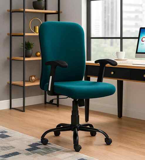 Rainbow Velvet Fabric Executive Chair In Teal Colour