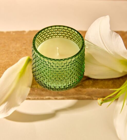 Raindrop- Petal Bliss 4.5Oz Scented Glass Jar Candle (Green)