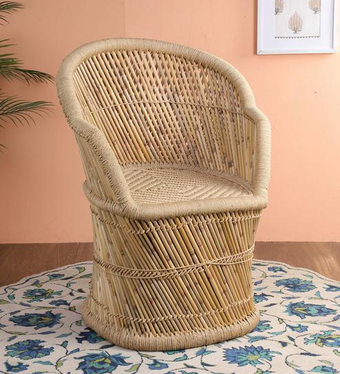 Rajasthani Hand Crafted Ban Beige Lining Large Size Chair By Cdi