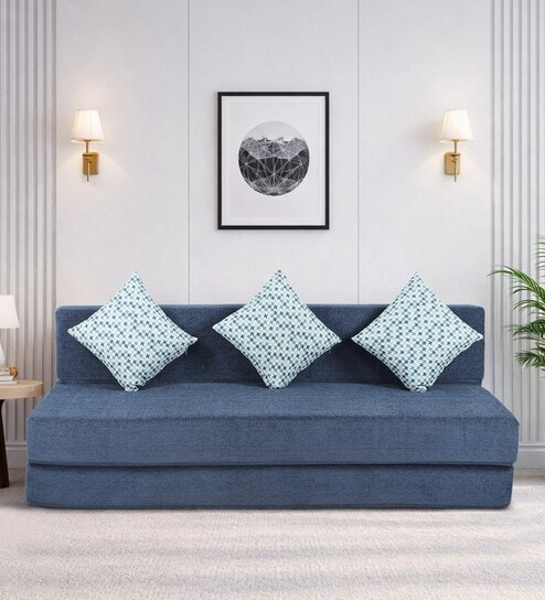 Rakeno Fabric 3 Seater (72x72) King Size Foldable Mattress in Blue Colour