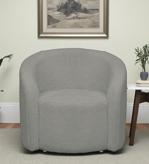 Ramee Boucle Fabric 1 Seater Sofa in  Grey Colour