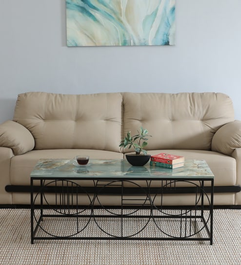 Ramirez Metal Coffee Table With Onyx Green Porcelain Top