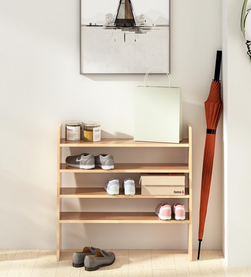 Ramiro Solid Wood Open Shoe Rack In Natural Finish