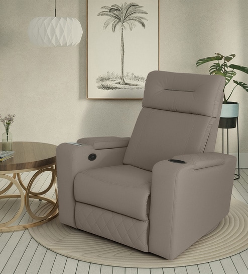 Ramp Recliner Sofa Fabric In Brown Color