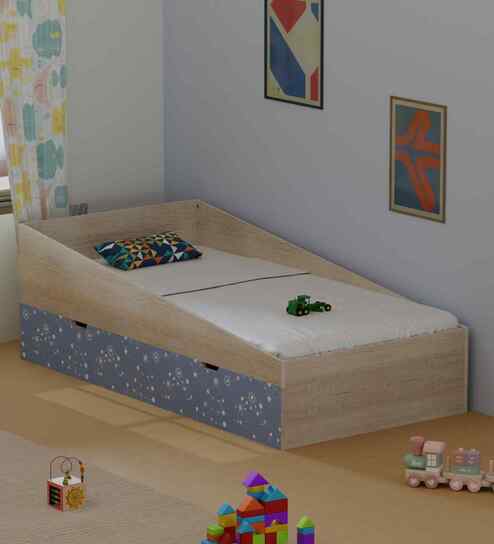 Ramp Up Single Bed in Oak and Space Theme