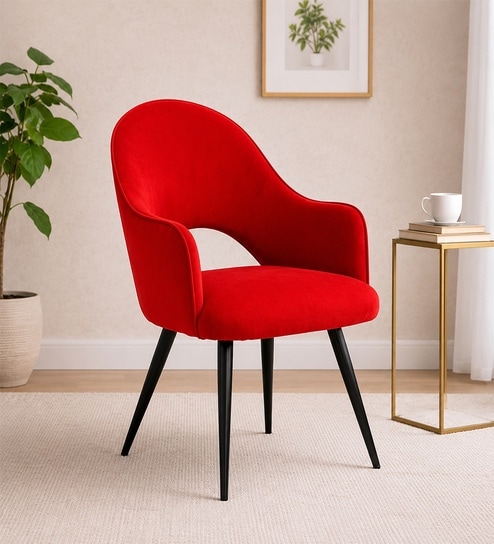 Rams Velvet Arm Chair In Maroon Colour