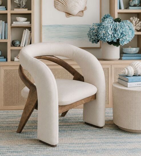 Ramya Plush Armchair In White Color