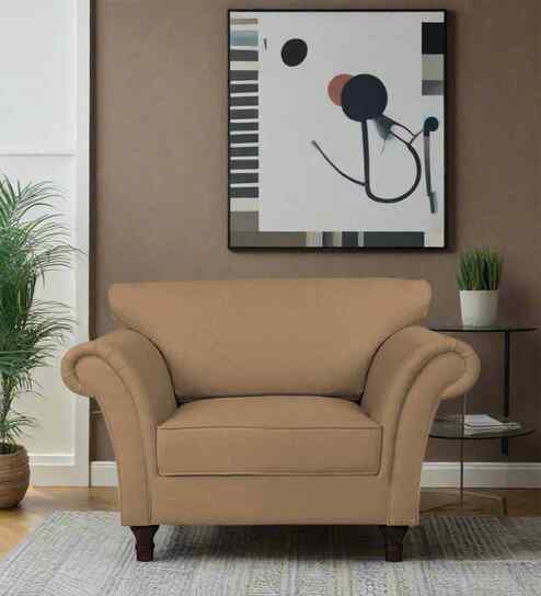 Rana Fabric 1 Seater Sofa in Copper Brown Color