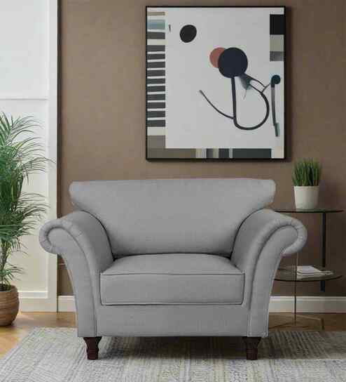 Rana Fabric 1 Seater Sofa in Dim Grey Color