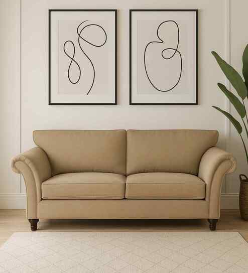 Rana Fabric 2 Seater Sofa in Copper Brown Color