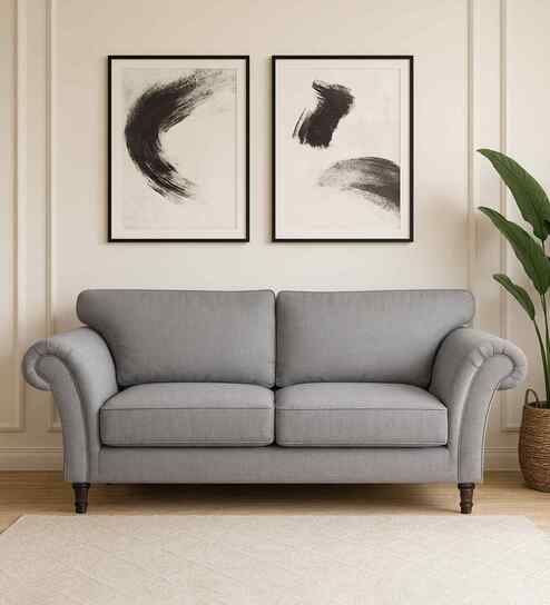Rana Fabric 2 Seater Sofa in Dim Grey Color