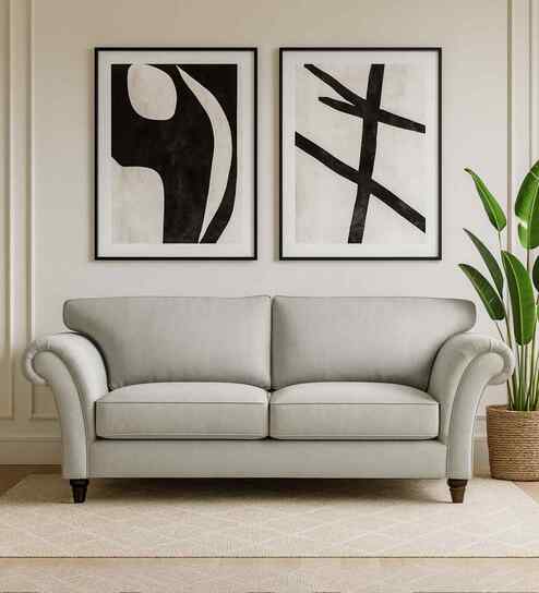 Rana Fabric 2 Seater Sofa in Pearl White Color