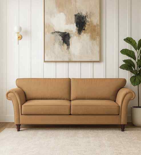 Rana Fabric 3 Seater Sofa in Copper Brown Color