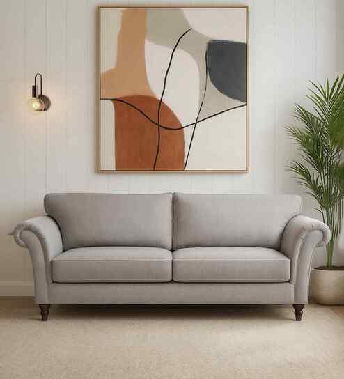 Rana Fabric 3 Seater Sofa in Dim Grey Color