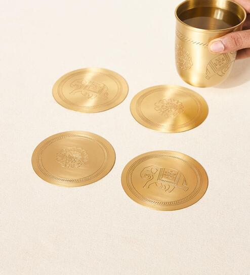 Rani Bagh Coasters Gift Set - Set of 4, 4"dia