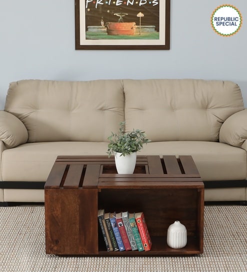 Rauma Mango Wood Coffee Table In Walnut Finish