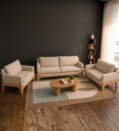 Raya Custom Upholstered 3+2+1+1 Sofa Set In Beige Color
