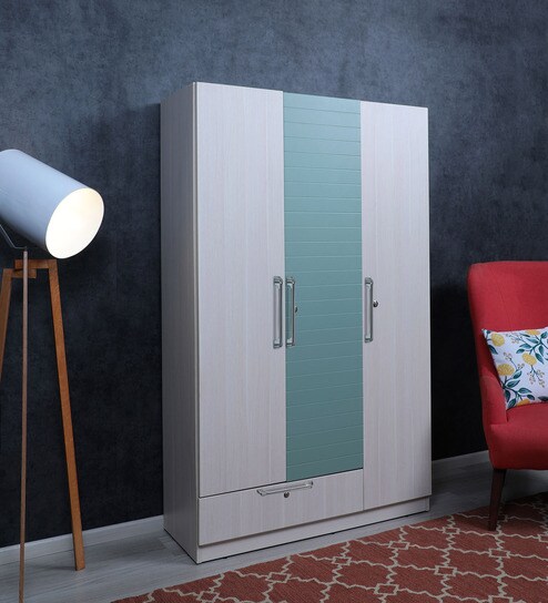 Buy Rayen Three Door Wardrobe In Oak Green Colour By Casacraft