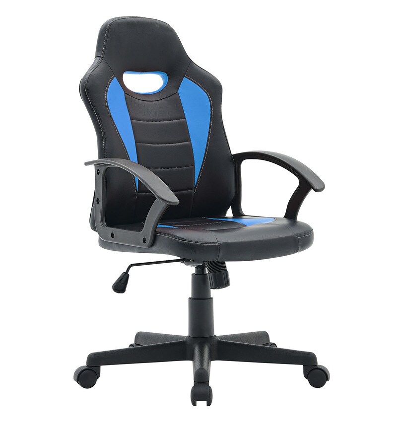 Buy Racing Leatherette Gaming Chair in Blue & Black Colour by Bantia