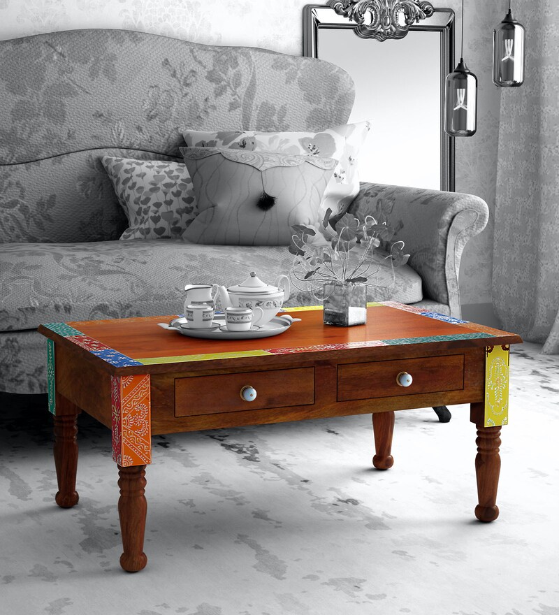 Buy Raga Hand Painted Solid Wood Coffee Table Mudramark By Pepperfry