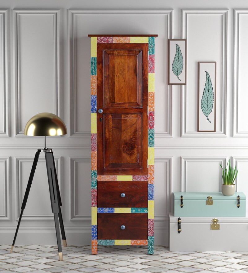 Buy Raga Solid Wood Single Door Wardrobe With 2 External Drawers