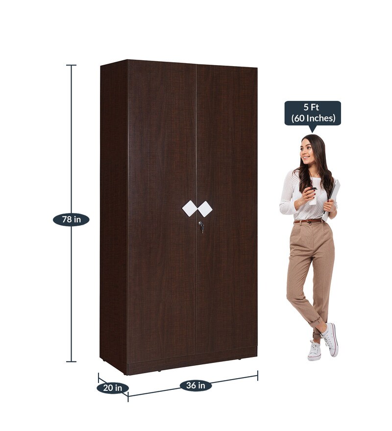 Buy Ranchi 2 Door Wardrobe in Brown Maple Finish By Nilkamal Online