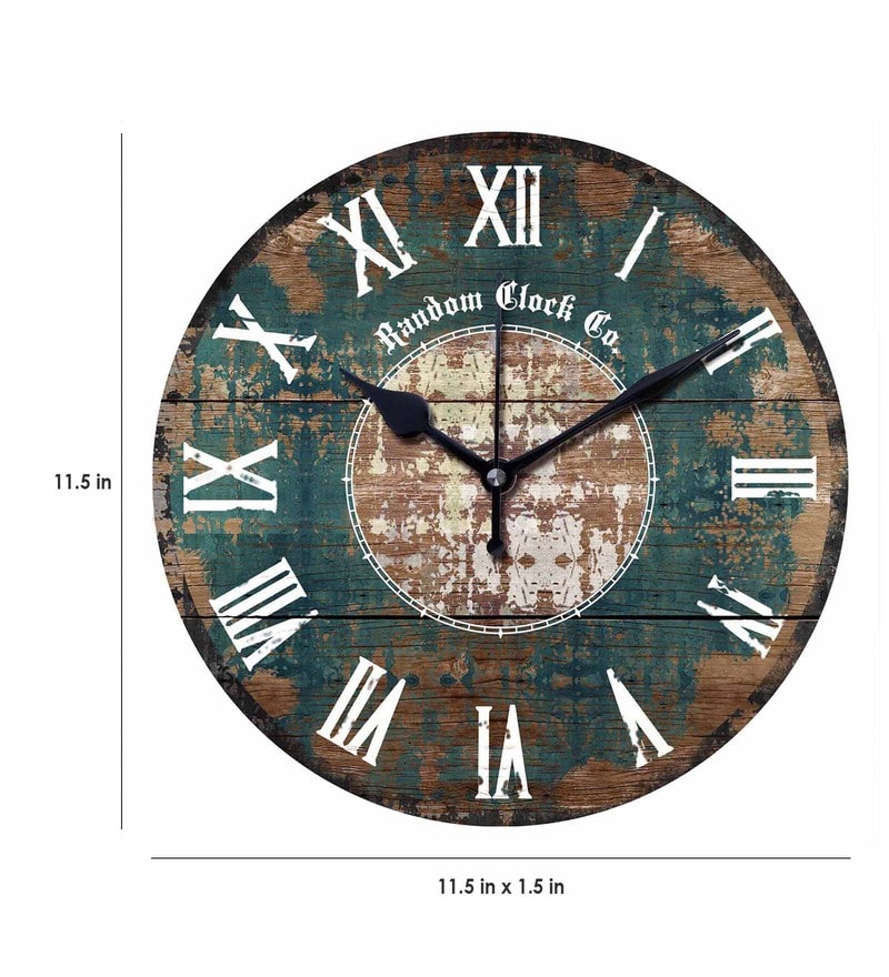 Buy Multicolor Engineered Wood Analog Wall Clock by Random Online