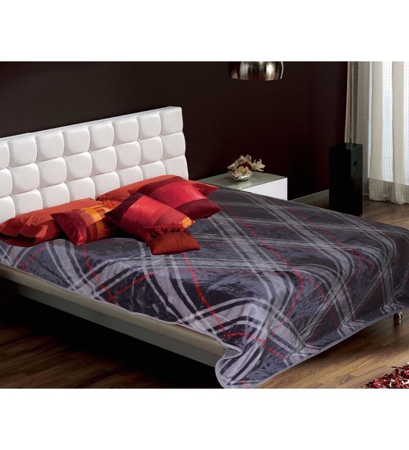 Buy Raymond Home 100 Polyester Grey Double Bed Blanket Online Nature