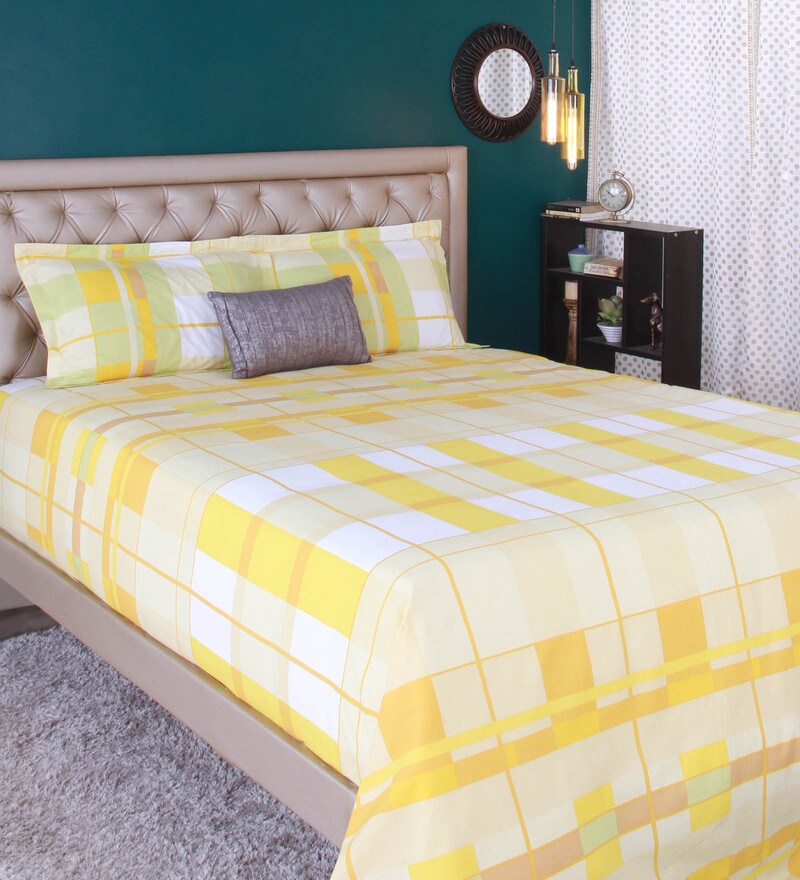 Buy Abstract Pattern 180TC Cotton King Size Bed Sheet with 2 Pillow