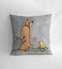 Canvas Cushion with Rabit & Duck Print