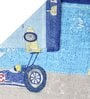 Racing Car Themed Double Bedsheet with 2 Pillow Covers in Blue Colour