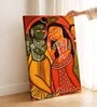 Radha Krishna Folk Stretched Canvas Painting
