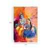Radha Krishna Multicolour Canvas Teakwood And MDF Framed Spiritual Art Print