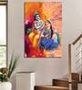 Radha Krishna Multicolour Canvas Teakwood And MDF Framed Spiritual Art Print