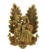 Radha Krishna on Peacock Metal Religious Idol (Gold)