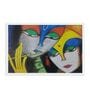 Radha Krishna Handmade Oil Pastels On Unframed Canvas Painting