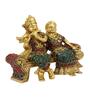 Radha Krishna Sitting 
 Multicolour Brass Idol
