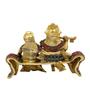 Radha Krishna Sitting 
 Multicolour Brass Idol