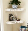 Radial Corner Set of 2 White Engineered Wood Wall Shelf
