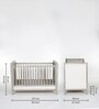 Ash Grey Collection Solid Wood Crib in Grey Colour Cushioned Side Panels