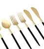 Radiant (Set of 18) Black Colour Stainless Steel Spoon, Fork & Knife Set
