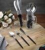 Radiant (Set of 18) Black Colour Stainless Steel Spoon, Fork & Knife Set