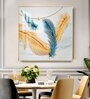 Radiant Blue and Yellow Plume Glass Finish Square Wall Art