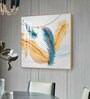 Radiant Blue and Yellow Plume Glass Finish Square Wall Art