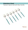 Radiant Blue Handled Matt Finish Stainless Steel Dessert Spoons (Set of 6)