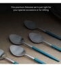 Radiant Blue Handled Matt Finish Stainless Steel Dessert Spoons (Set of 6)