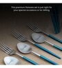 Radiant Blue Handled Matt Finish Stainless Steel Flatware Set of Twelve
