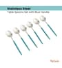 Radiant Blue Handled Matt Finish Stainless Steel Table Spoons (Set of 6)