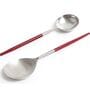 Radiant Maroon Red Handled Matt Finish Stainless Steel Serving Spoons Set of Two