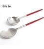 Radiant Maroon Red Handled Matt Finish Stainless Steel Serving Spoons Set of Two